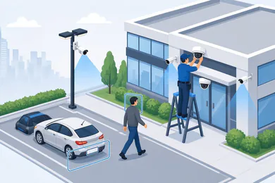 Commercial security camera and license plate recognition installation