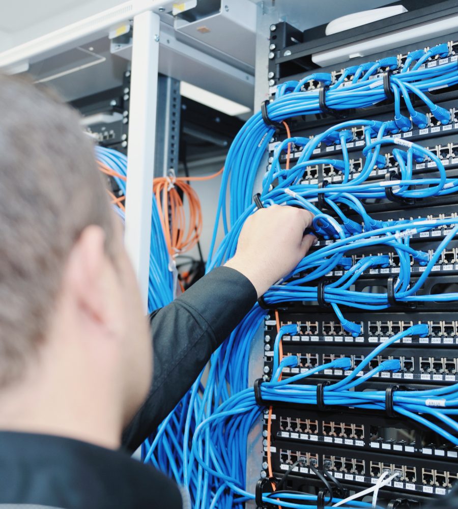 young it engeneer in datacenter server room